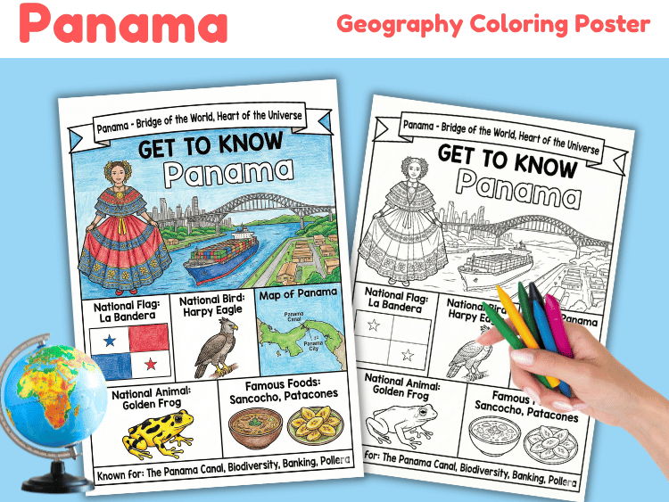 Panama Geography Coloring Poster | Country Facts & Culture