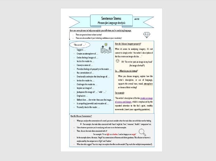 Analysing Language: useful words & phrases list