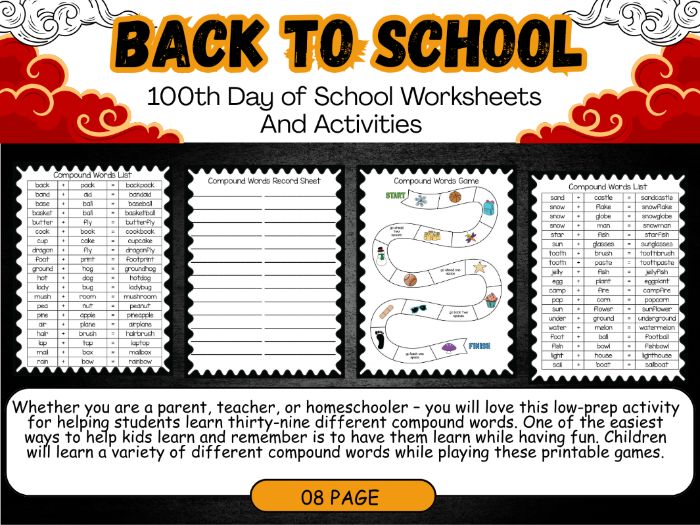 compound word games printable worksheets