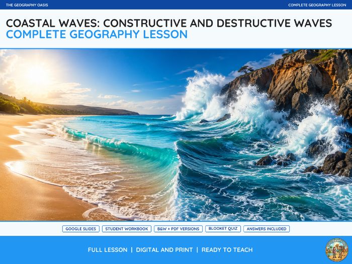 Coastal Waves: Constructive and Destructive Waves | Complete Geography Lesson | Slides & Workbook