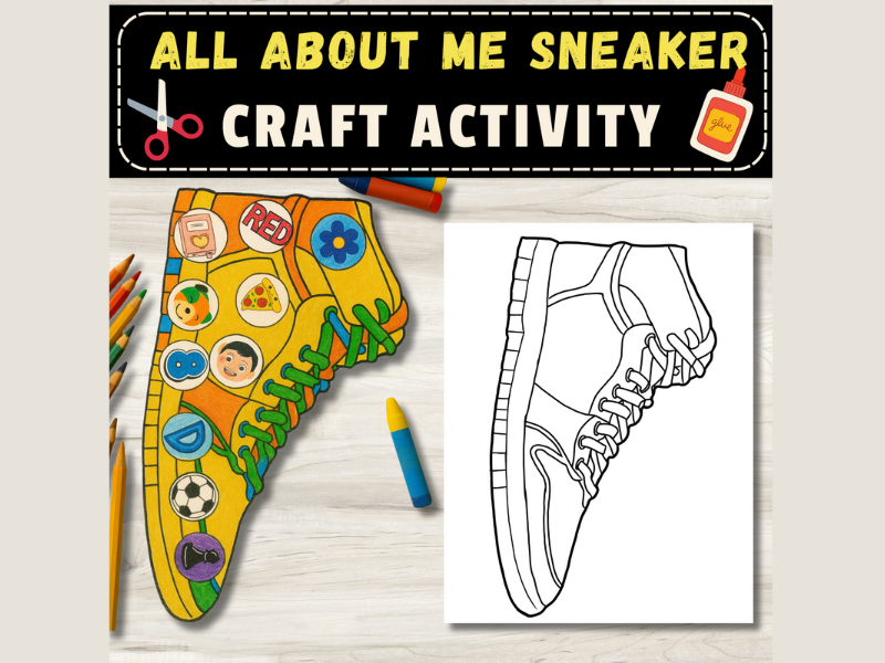 All About Me Sneaker Craft | Back to School Activity | Bulletin Board Display