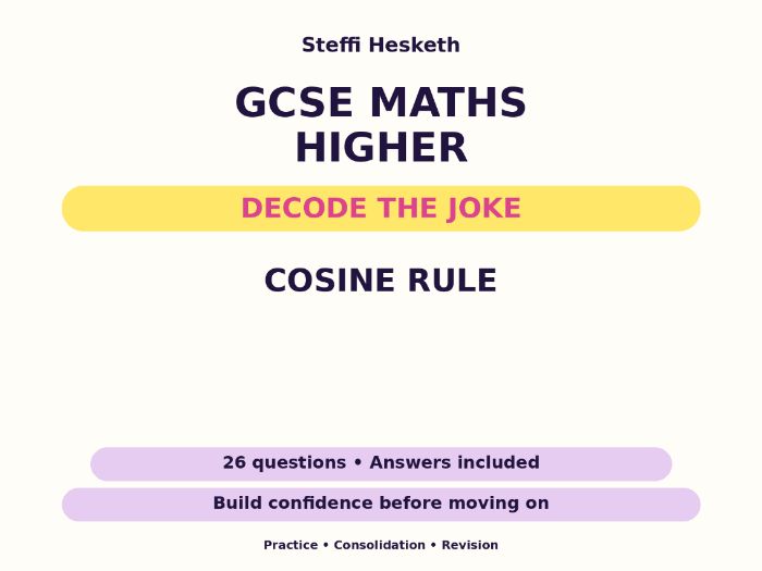 Cosine Rule | GCSE Decode the Joke + Answers