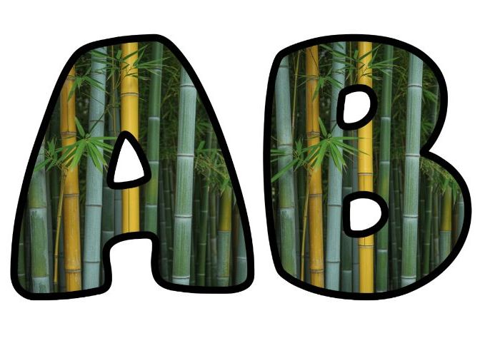 Bamboo Stalks Trees Lettering Set | Classroom Display | Upper & Lowercase, 0-9 and Signs
