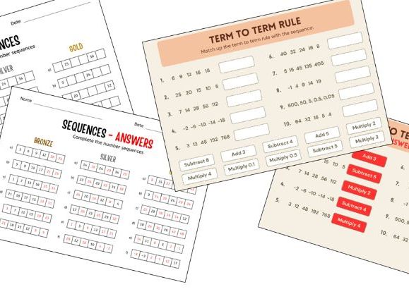 Sequences Worksheet bundle with answers