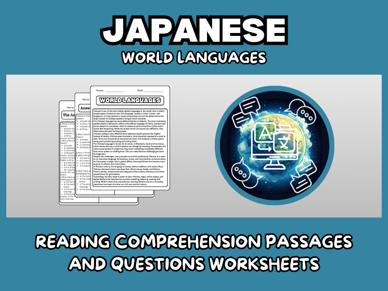 Japanese - World Languages Reading Comprehension Passages and Questions Worksheets