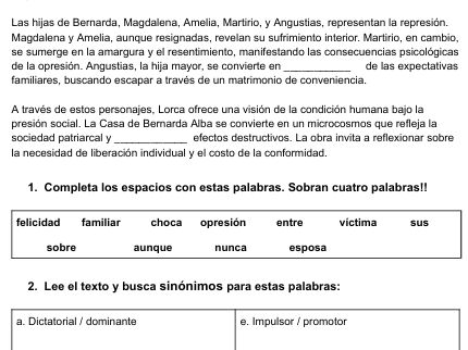 Casa de Bernarda A: activities + ANSWERS_comprehensive booklet (1)