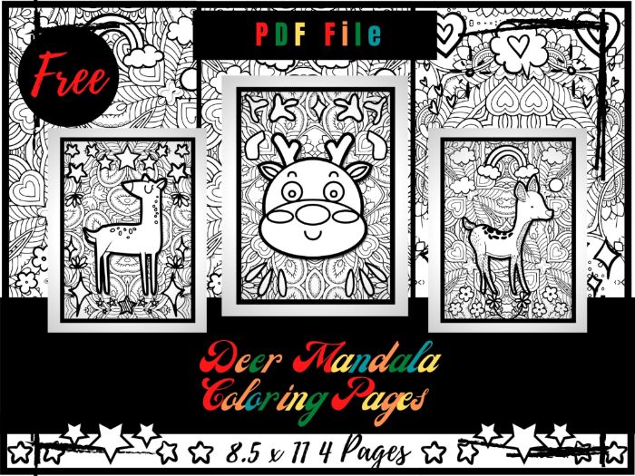 FREE Deer Mandala Colouring Pages For Kids, Mandala Printable Colouring