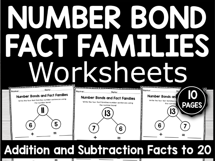 KS1 Number Bonds & Fact Families Worksheets | Addition & Subtraction to 20 | Year 1 & 2 Maths