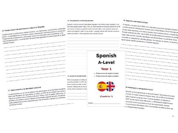 AQA_Spanish_ALevel_Year 1_Translation_book 1_40  tasks+ANSWERS