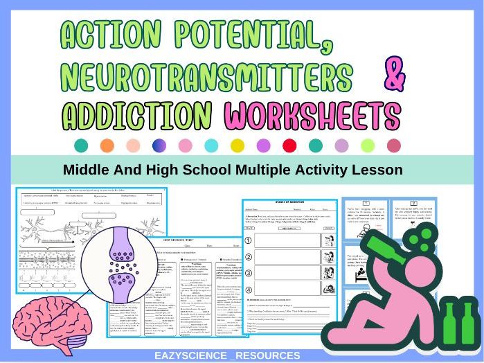 ACTION POTENTIAL,NEUROTRANSMITTERS AND ADDICTION MIDDLE & HIGH SCHOOL WORKSHEETS