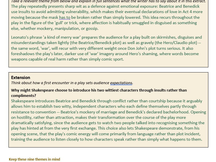 Much Ado About Nothing: Teacher Copy (Model Answers)