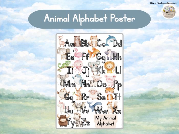 Animal Alphabet  A-Z Poster | EYFS | Initial Sounds
