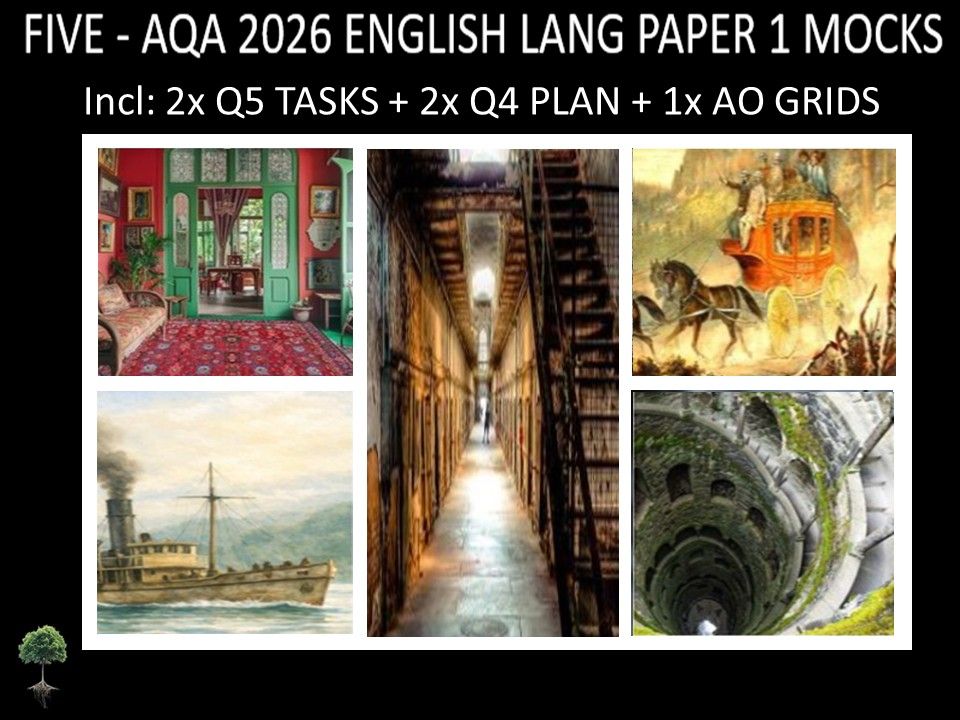 FIVE - AQA PAPER 1 | 2026 FULL MOCKS | Q5 TASKS | Q4 PLAN | AO GRIDS