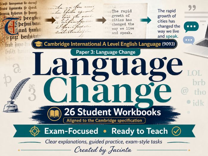 Cambridge International A level English 9093 Paper 3 Q1 Language Change
