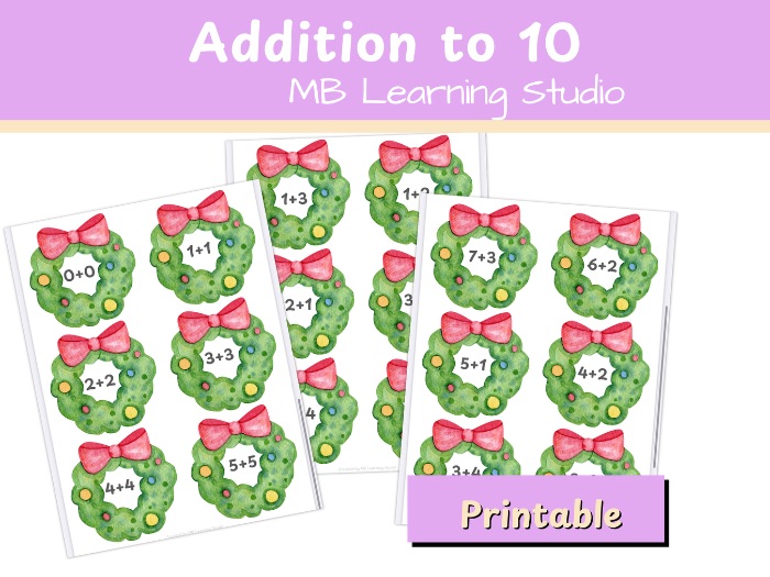 Christmas Addition to 10 Activity