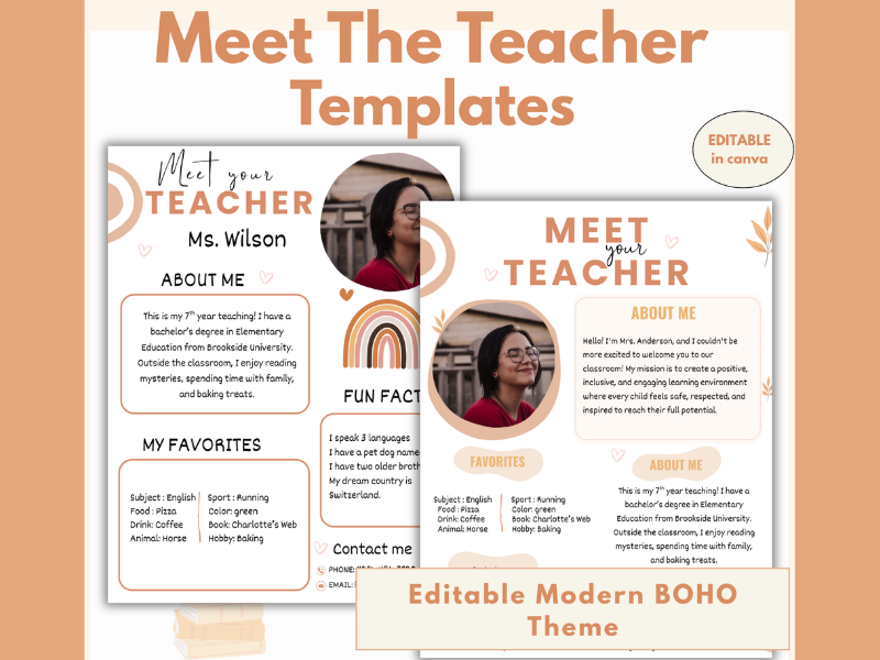 Meet The Teacher Template Editable Boho | Editable Modern BOHO Classroom Decor