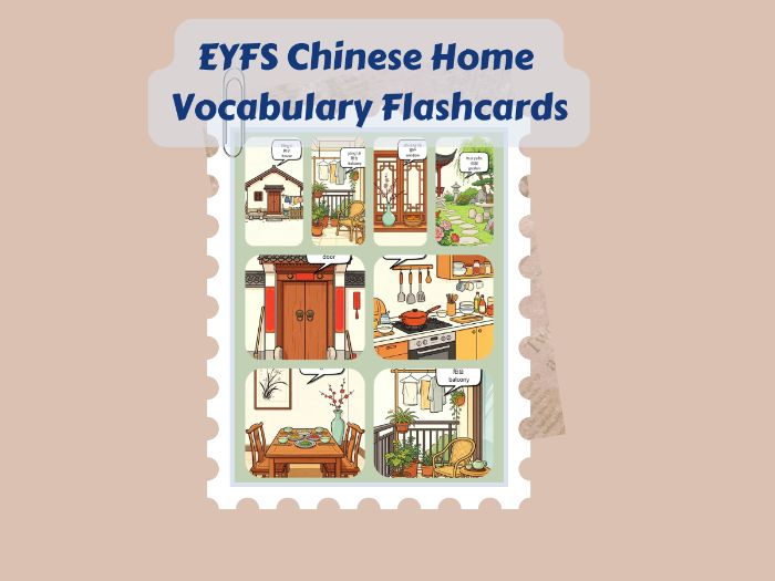 12 House & Rooms Bilingual Flashcards | Chinese+ English for EYFS