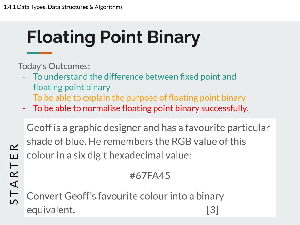 1 4 1 Floating Point Binary Teaching Resources