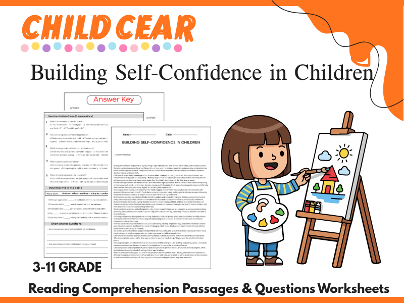 Building Self-Confidence in Children reading Comprehension Passages & Questions Worksheets