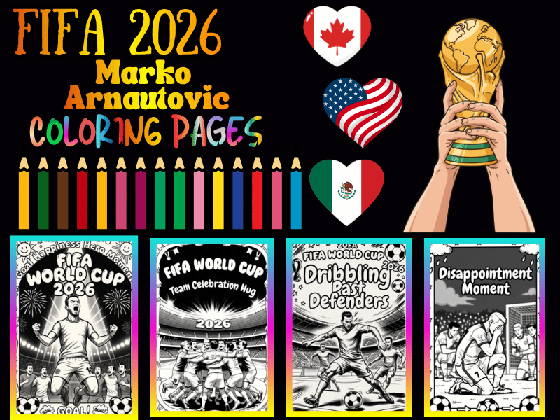 FIFA World Cup 2026 Marko Arnautovic Coloring Pages for Kids | Soccer NO PREP