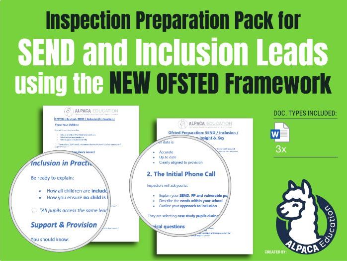 Ofsted Ready: SEND, Inclusion & DSL Questions + Staff & Pupil Prompt Sheets using new OFSTED framew