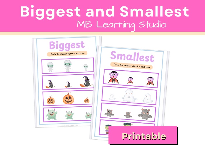 Biggest and Smallest Halloween Worksheets – Comparing Size Activity for EYFS, KS1, Pre-K