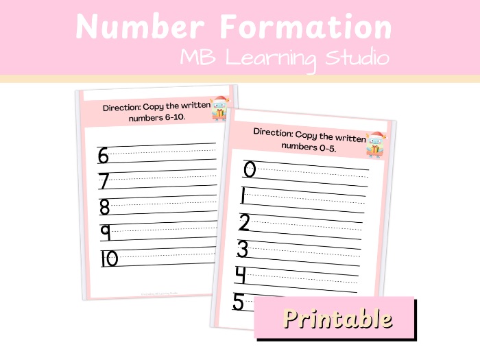 Christmas Number Formation Worksheets – Numbers 0–10