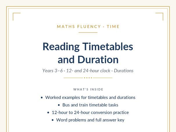 Reading Timetables and Duration