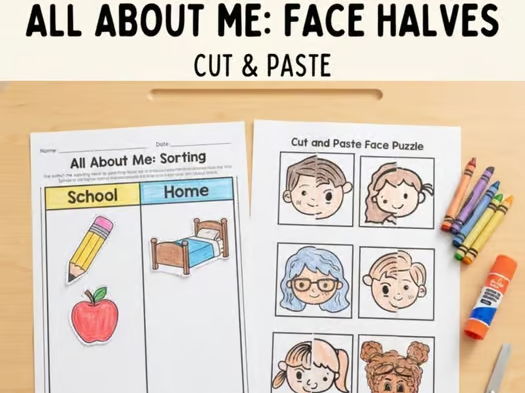 All About Me Cut and Paste Activity | Back to School Sorting & Fine Motor Worksh