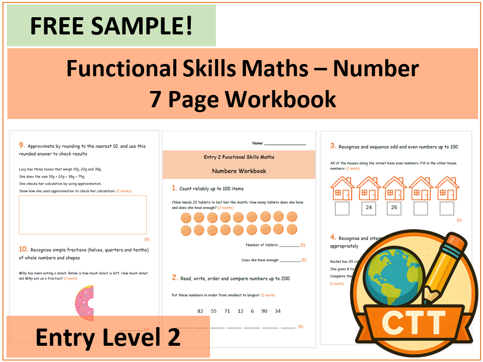 FREE Entry Level 2 Functional Skills Maths - Number Workbook