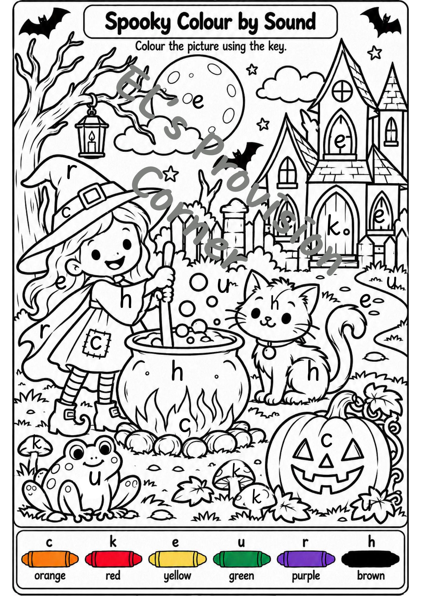 Spooky Phonics colour by sound- halloween- Phase 2- provision ...