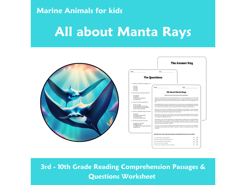 All About Manta Rays Reading Comprehension Passages & Questions ...