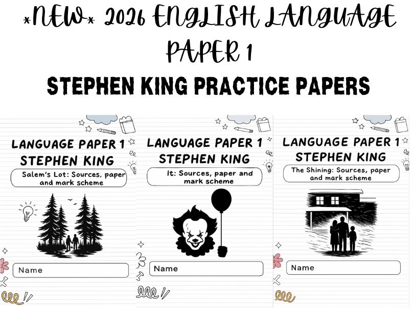 *NEW* 2026 AQA English Language Paper 1 – Stephen King Exam Papers
