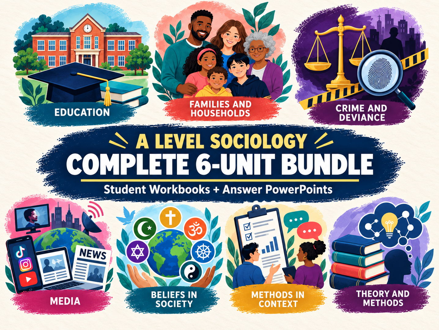 A Level Sociology Workbooks and Answer PowerPoints Bundle