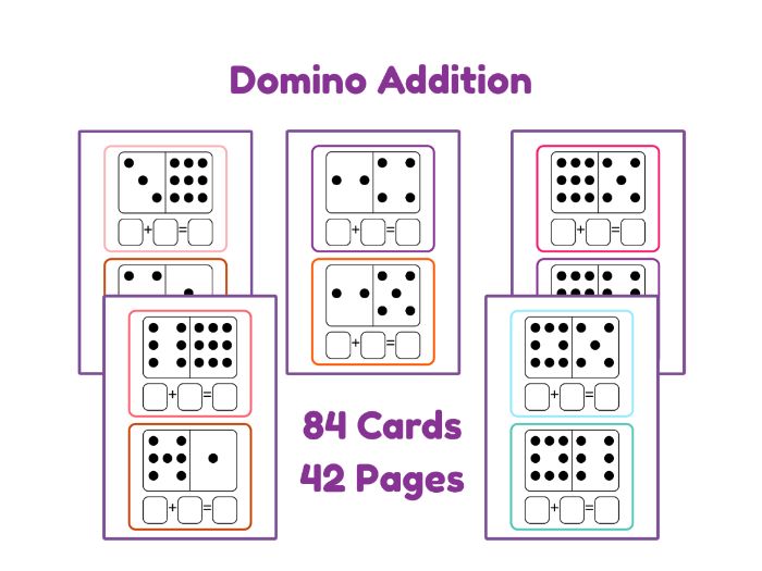 Domino Addition Cards, EYFS Reception KS1 Maths, Addition Within 20
