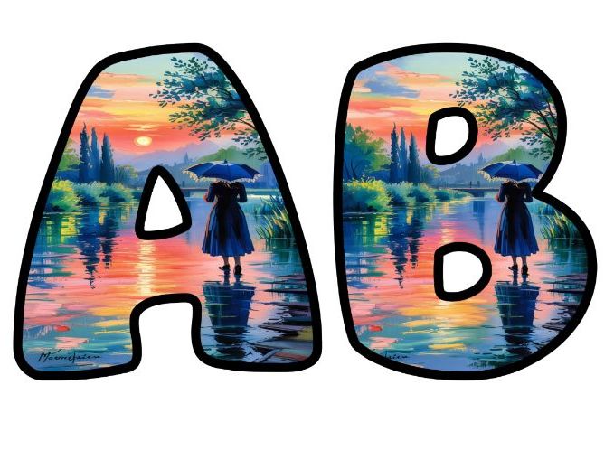 Oil Painting Woman Reflection Art Themed Lettering Set | Classroom Display | Upper & Lowercase, 0-9