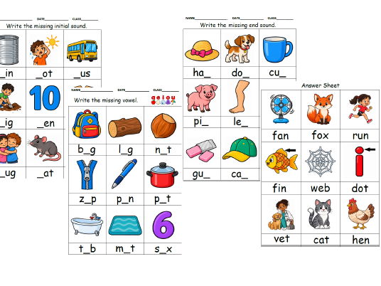 Complete CVC Phonics Bundle worksheets, assessments and teaching activities.