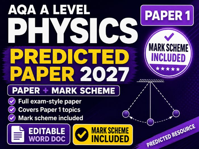 AQA A Level Physics Paper 1 Predicted Paper and Mark Scheme 2027 | Editable