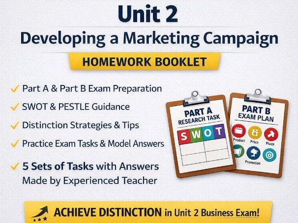 BTEC Level 3 Business Unit 2 Developing a Marketing Campaign Homework Booklet