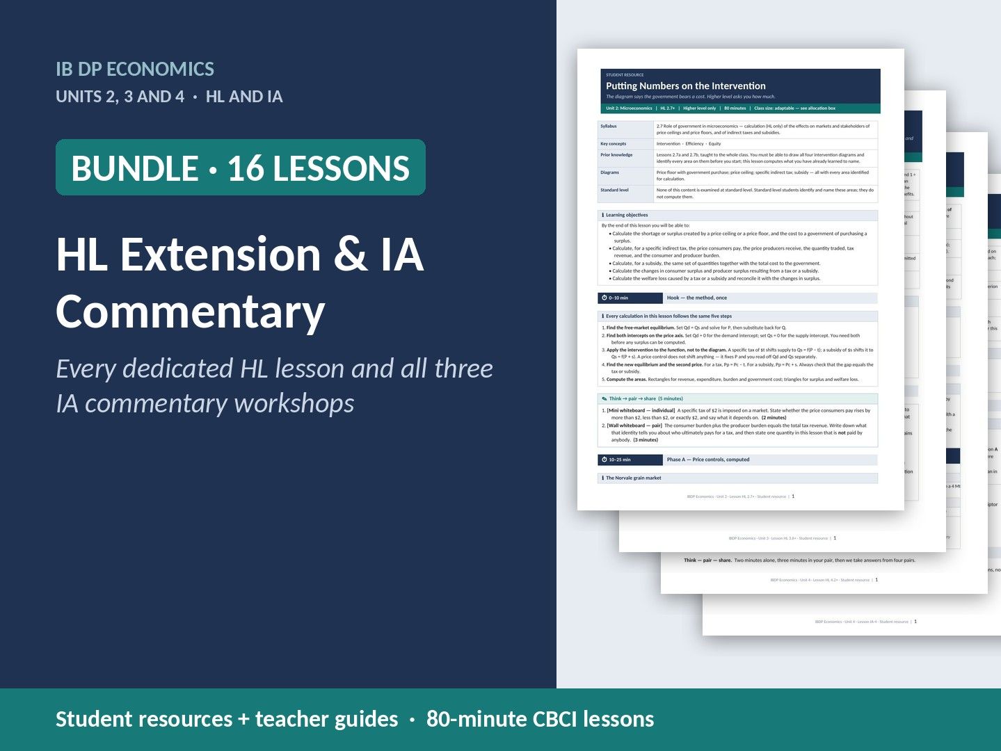 IB Economics HL Extension & IA Commentary Bundle | 16 Lessons | Units 2-4 | CBCI