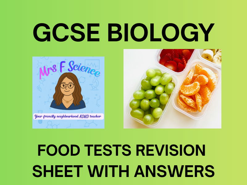 GCSE Biology Food Tests Required Practical Worksheet | KS4 | AQA