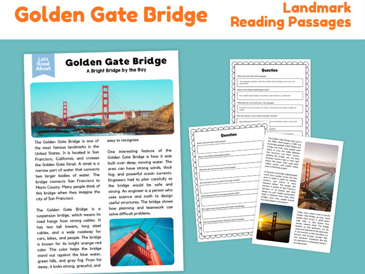 Golden Gate Bridge Reading Comprehension | Famous Landmark Passages