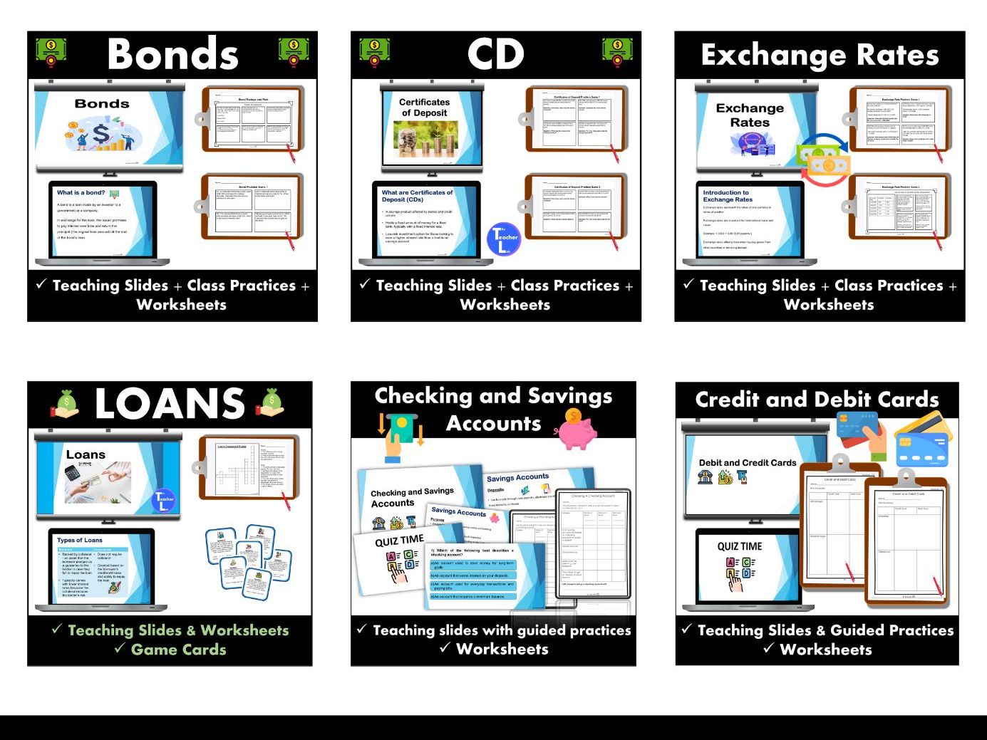 High School Finance Bundle: Banking, Loans, bonds, savings account, credit