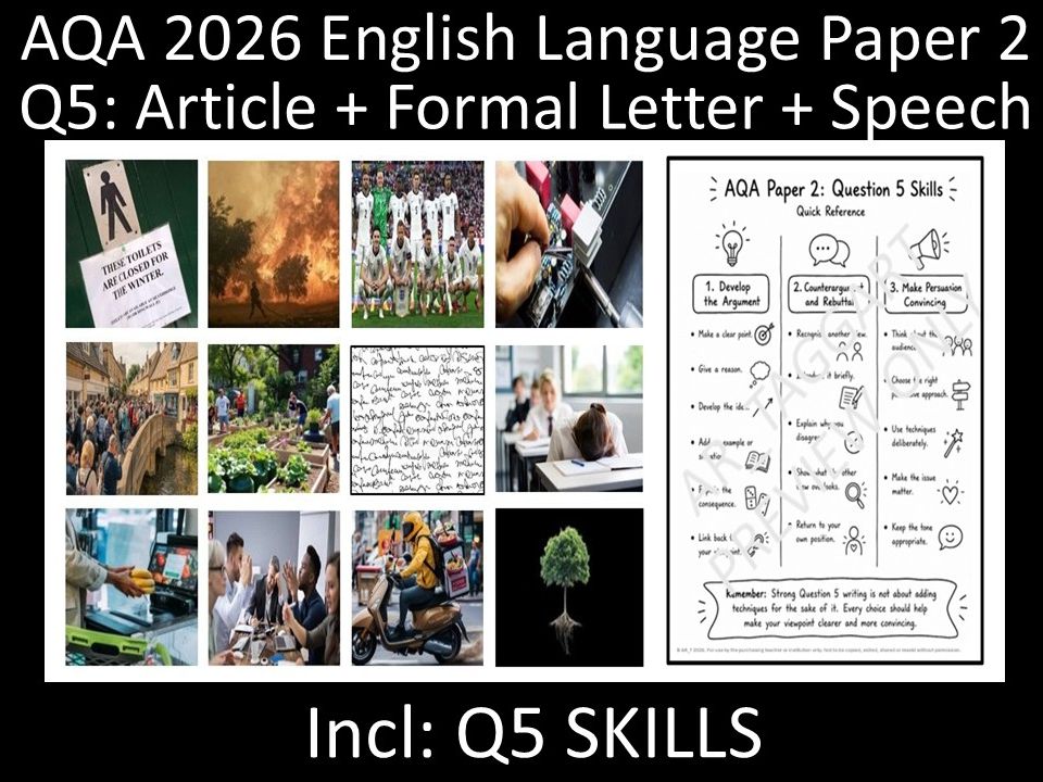Eleven Question 5: AQA 2026 English Language Paper 2 | + Speech, Article + Formal Letter