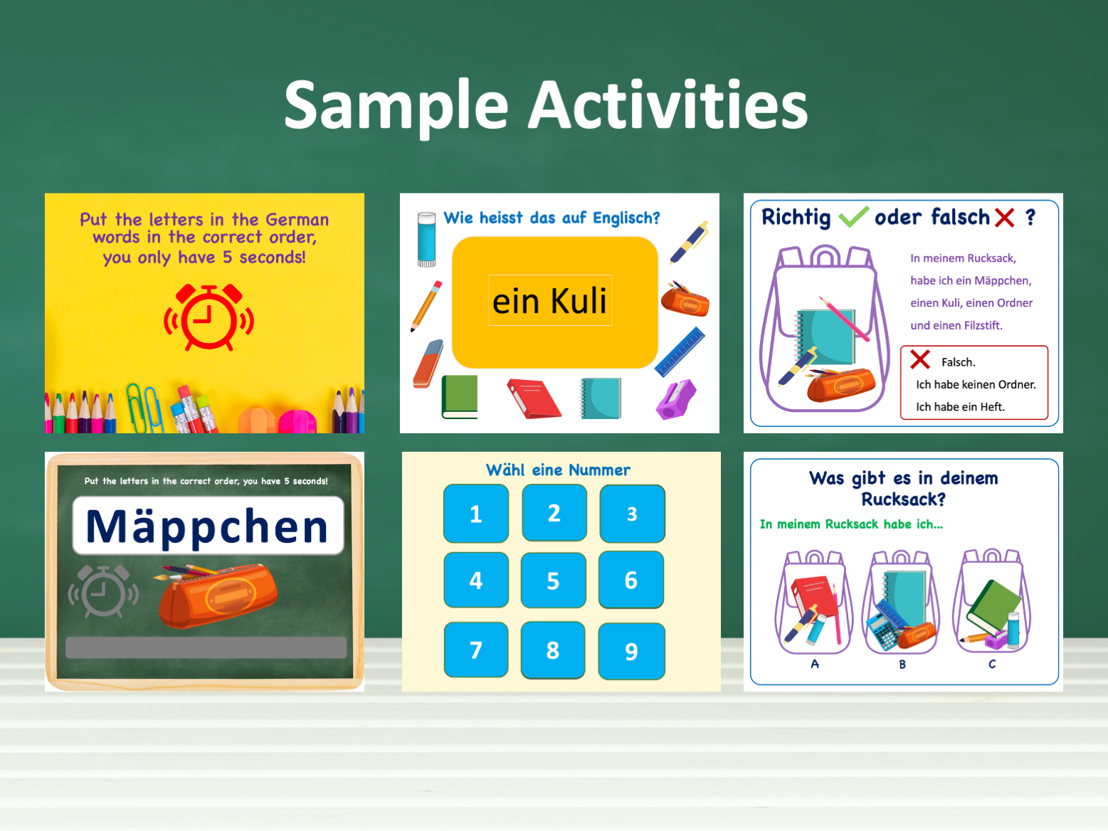 German School Supplies Vocabulary Teaching Resources