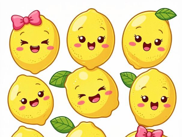 Kawaii Lemon Clipart & Stickers | Cute Summer Fruit Graphics