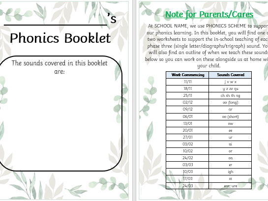 Phonics Booklet - Phase 3