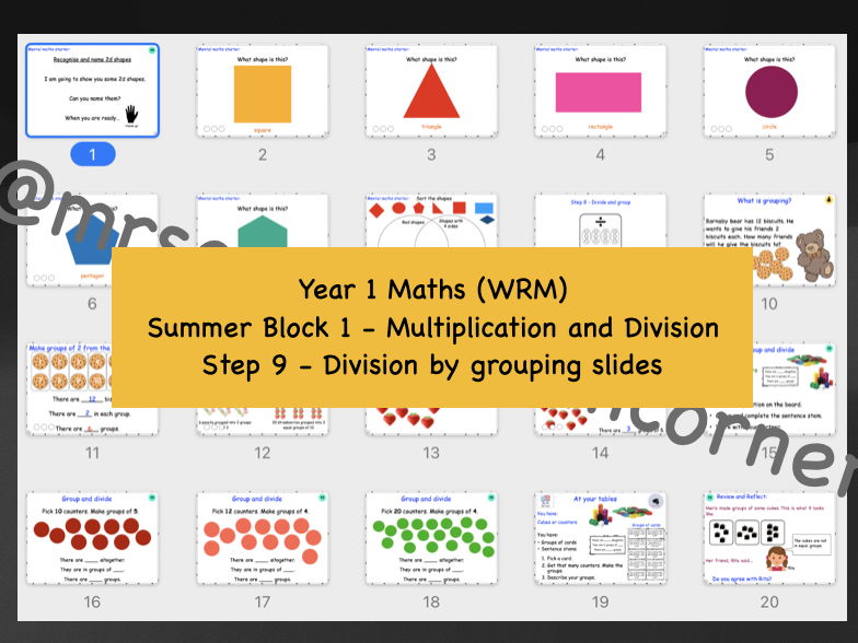 Division by grouping teaching slides - Year 1 WRM Summer Blk 1 - Multiplication and Div Step 8