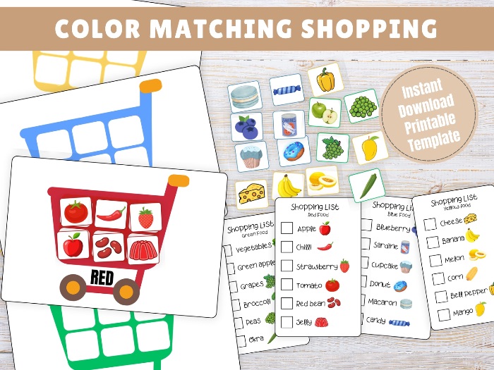 Color Matching Shopping Game Activity for preschool