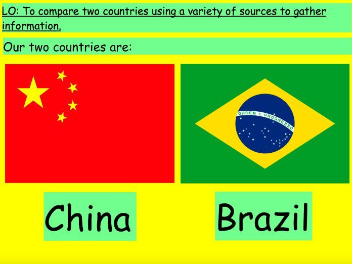 Comparison Between Two Countries (China and Brazil) - Geography Research Lesson (KS2)